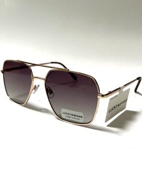 New LUCKY BRAND Double Bridge Aviator Sunglasses Metal Brown Lens